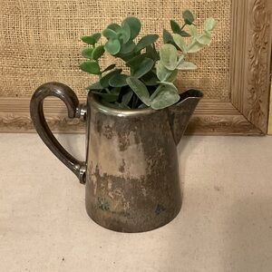 Vintage Silver Pitcher with Greenery
